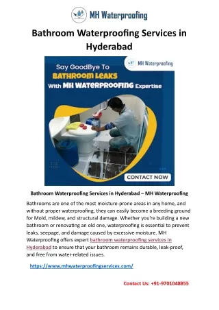 Bathroom Waterproofing Services in Hyderabad