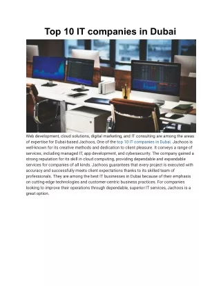 Top 10 IT companies in Dubai