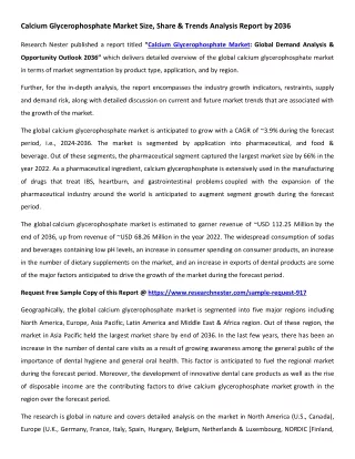 Calcium Glycerophosphate Market Trends 2036