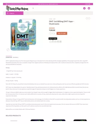 DMT 1ml 800mg DMT Vape – Mushrooms - gardenofmagicmushroom.com