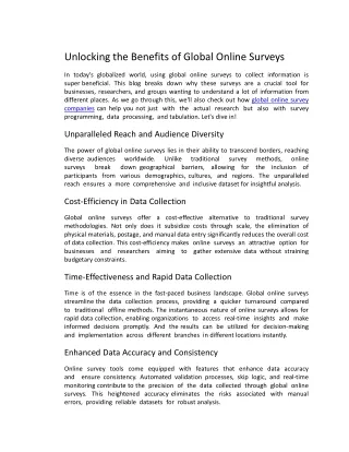 Unlocking the Benefits of Global Online Surveys