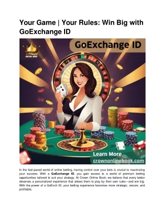 Your Game _ Your Rules_ Win Big with GoExchange ID