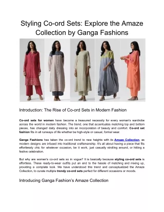 Elevate Your Style Game: Explore the Amaze Collection by Ganga Fashions