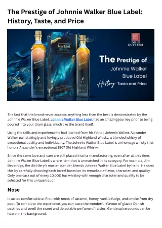 The Prestige of Johnnie Walker Blue Label History, Taste, and Price