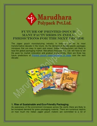 Future of Printed Pouch Manufacturers in India: Predictions for the Next Decade