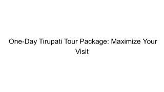 Tirupati Tour Package From Chennai