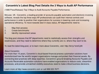 Corcentric's Latest Blog Post Details the 3 Ways to Audit