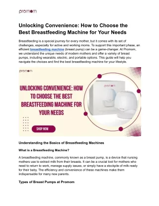 Unlocking Convenience_ How to Choose the Best Breastfeeding Machine for Your Needs