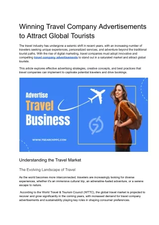 Winning Travel Company Advertisements to Attract Global Tourists