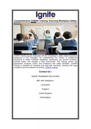 Comprehensive COSHH Training: Ensuring Workplace Safety