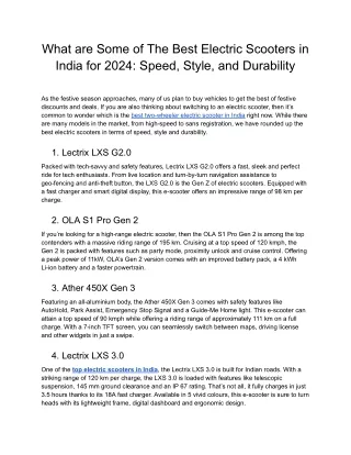 The best two-wheel electric scooter in India: the Lectrix EV.
