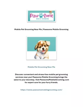 Mobile Pet Grooming Near Me | Pawsome Mobile Grooming