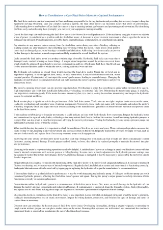 How to Troubleshoot a Case Final Drive Motor for Optimal Performance