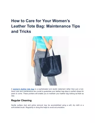 How to Care for Your Women’s Leather Tote Bag