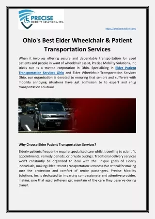 Ohio's Best Elder Wheelchair & Patient Transportation Services