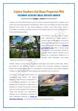 Luxury Real Estate Properties In Abaco And Eleuthera