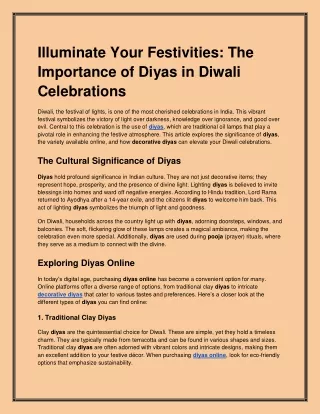Illuminate Your Diwali with Beautiful Diyas  Dusaan