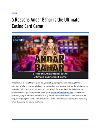 5 Reasons Andar Bahar is the Ultimate Casino Card Game