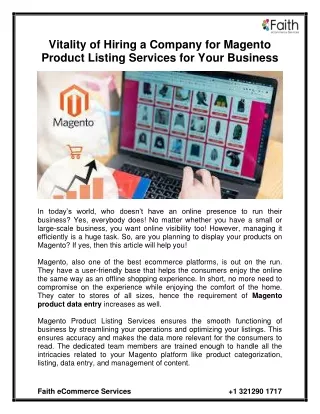 Vitality of Hiring a Company for Magento Product Listing Services for Your Busin