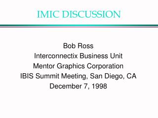 IMIC DISCUSSION