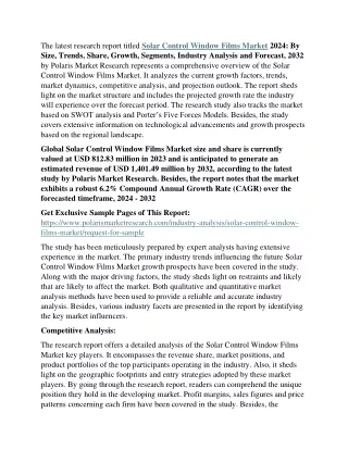 Solar Control Window Films Market Explore Opportunities In The Developing Region