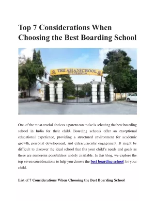 Top 7 Considerations When Choosing the Best Boarding School