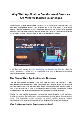 Why Web Application Development Services Are Vital for Modern Businesses