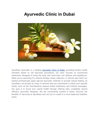 Ayurvedic Clinic in Dubai