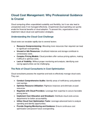 Cloud Cost Management- Why Professional Guidance is Crucial