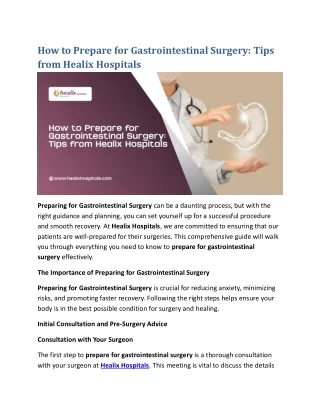 How to Prepare for Gastrointestinal Surgery Tips from Healix Hospitals