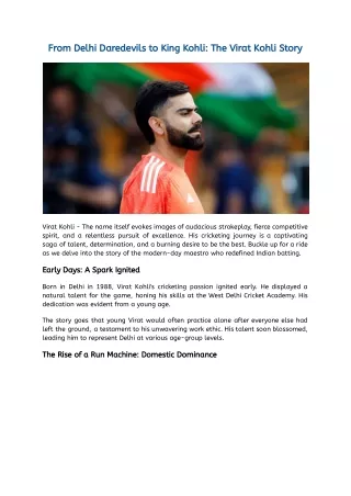 From Delhi Daredevils to King Kohli_ The Virat Kohli Story