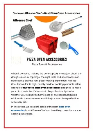 Discover Alfresco Chef's Best Pizza Oven Accessories
