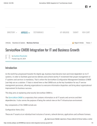 ServiceNow CMDB Integration for IT and Business Growth