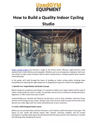 How to Build a Quality Indoor Cycling Studio