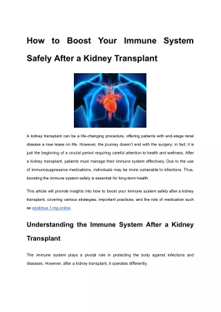 How to Boost Your Immune System Safely After a Kidney Transplant