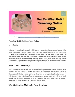 Get Certified Polki Jewellery Online
