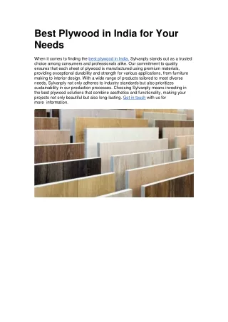 Best Plywood in India for Your Needs