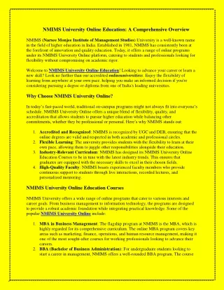 NMIMS University Online Education