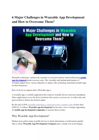 6 Major Challenges in Wearable App Development and How to Overcome Them?