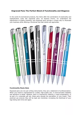 Engraved Pens The Perfect BleIn the world of prond of Functionality and Elegance