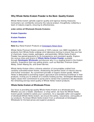 Why Whole Herbs Kratom Powder is the Best