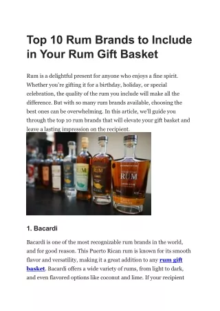 Top 10 Rum Brands to Include in Your Rum Gift Basket