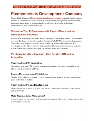 Plentymarkets Development Company | Plentymarkets API Integration