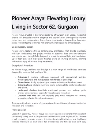 Pioneer Araya in Gurgaon