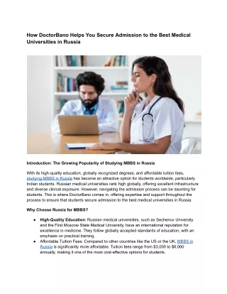 How We Help You Secure Admission to the Best Medical Universities in Russia
