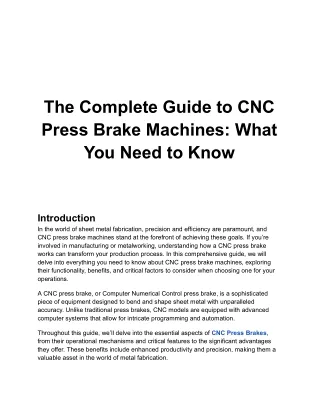 The Complete Guide to CNC Press Brake Machines_ What You Need to Know