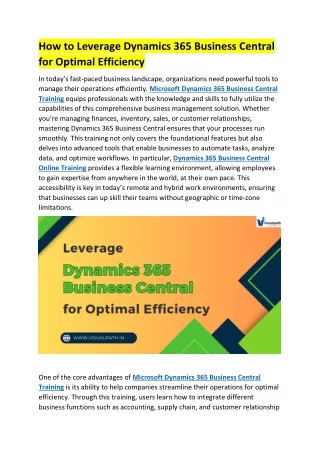 Microsoft Dynamics 365 Business Central Training Dynamics 365 Business Central Online Training