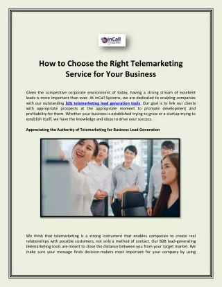How to Choose the Right Telemarketing Service for Your Business