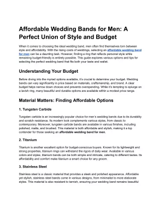 Affordable Wedding Bands for Men_ A Perfect Union of Style and Budget