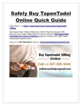 Safely Buy TapenTadol Online Quick Guide